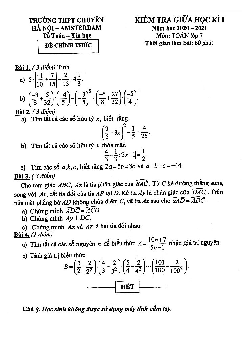 Đề thi giữa HK1 Toán 7 năm 2020 – 2021 trường chuyên Hà Nội – Amsterdam