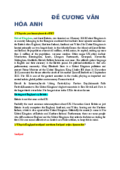 Bộ câu hỏi thi kết thúc học phần Văn Hoá Anh | Trường Đại học Ngoại ngữ, Đại học Đà Nẵng