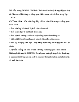 Giải SGK Giáo dục công dân 8 bài 5: Bảo vệ môi trường và tài nguyên thiên nhiên | Cánh diều