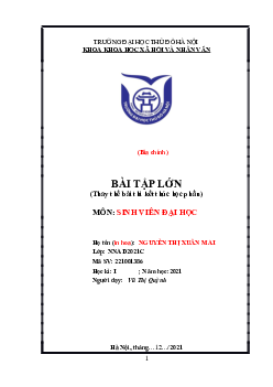 Tiểu luận "Xây dựng kế hoạch phát triển bản thân để thích ứng với môi trường giáo dục Đại học"