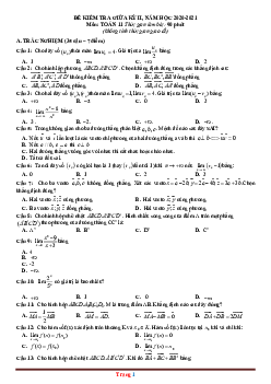 Đề thi giữa học kỳ 2 Toán 11 (có đáp án)