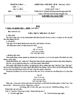 Đề thi học kì 2 môn Ngữ văn 7 năm 2022 - 2023 sách Chân trời sáng tạo - Đề 5