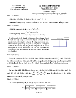 Đề thi Olympic Toán 10 năm học 2019 – 2020 cụm Sóc Sơn – Mê Linh – Hà Nội