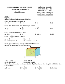 Đề minh họa cuối kỳ 1 Toán 7 năm 2022 – 2023 trường THCS Điện Biên – TP HCM