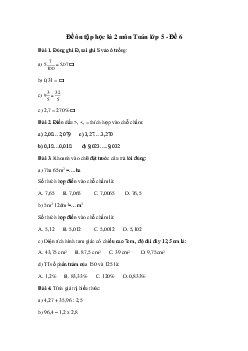 Đề ôn thi học kì 2 môn Toán lớp 5 - Đề 6