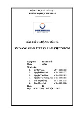 Bài tập tiểu luận cuối kì nhóm 4 học phần Kỹ năng giao tiếp và làm việc nhóm | Trường Đại học Phenikaa