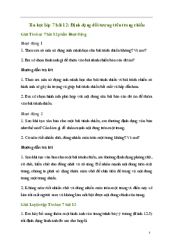 Bài 12: Định dạng đối tượng trên trang chiếu | Giải Tin học lớp 7 sách Kết nối tri thức
