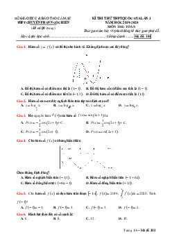 Đề thi thử THPT 2020 môn Toán lần 1 trường chuyên Phan Ngọc Hiển – Cà Mau