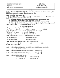 Đề kiểm tra Đại số 10 chương 1 (Mệnh đề – Tập hợp) trường THPT Phú Thái – Hải Dương