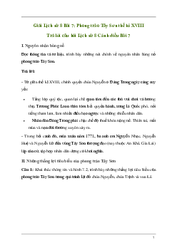 Giải Lịch sử 8 Bài 7: Phong trào Tây Sơn thế kỉ XVIII | Cánh diều