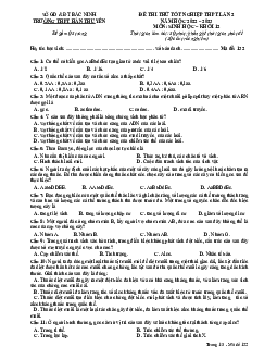 Đề thi thử THPT Quốc gia năm 2023 môn Sinh lần 2 trường THPT Hàn Thuyên, Bắc Ninh