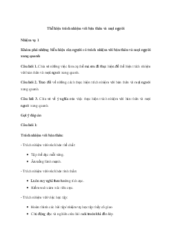 Hoạt động trải nghiệm 8: Thể hiện trách nhiệm với bản thân và mọi người - Chân trời sáng tạo