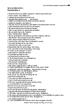 Key Word Transformations Advanced Level with key