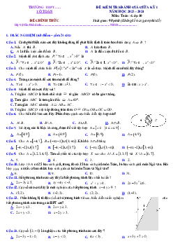 Đề thi giữa học kì 1 lớp 10 năm 2023 - 2024 sách Chân trời sáng tạo | Toán 10 đề 2