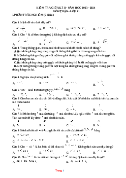 Đề Kiểm Tra Giữa Kỳ 2 Toán 11 Cánh Diều 2023-2024 (Có Đáp Án)
