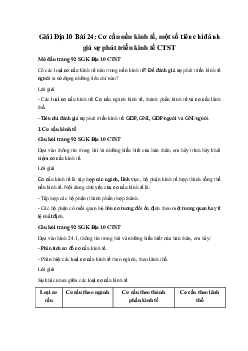 Giải Địa 10 Bài 24: Cơ cấu nền kinh tế, một số tiêu chí đánh giá sự phát triển kinh tế CTST