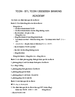 Bài tập lớn môn Tài chính doanh nghiệp | Học viện Ngân Hàng