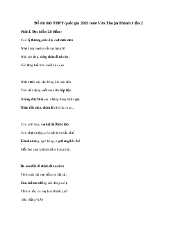 Đề thi thử THPT Quốc gia 2021 môn Ngữ Văn trường Thuận Thành 1, Bắc Ninh lần 2 (có đáp án)