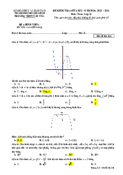Đề giữa kì 1 Toán 12 năm 2023 – 2024 trường THPT Tân Túc – TP HCM