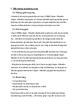 Phân tích môi trường Marketing của doanh nghiệp Colgate bài đầu