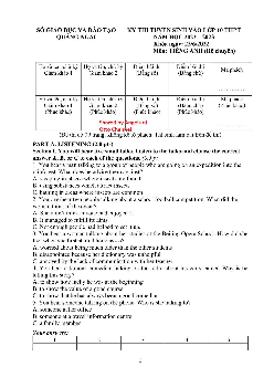 Đề thi tuyển sinh vào lớp 10 THPT Chuyên tỉnh Quảng Ngãi môn Tiếng Anh (Chuyên) năm học 2022-2023 (có đáp án)