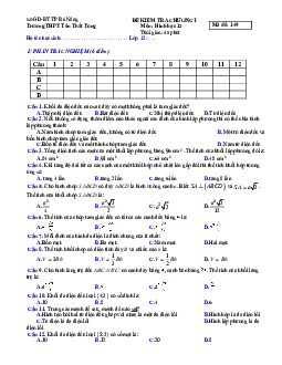 Đề kiểm tra 1 tiết chương 1 Hình học 12 (Khối đa diện) trường THPT Tôn Thất Tùng – Đà Nẵng