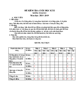 Đề thi học kì 2 lớp 5 môn Toán năm học 2018 - 2019