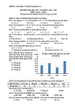 Đề cuối học kì 1 Toán 6 năm 2023 – 2024 phòng GD&ĐT quận 8 – TP HCM