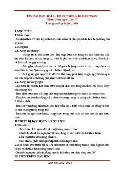 Giáo án Bài 6: Dự án trồng rau an toàn Công nghệ 7 | Kết nối tri thức