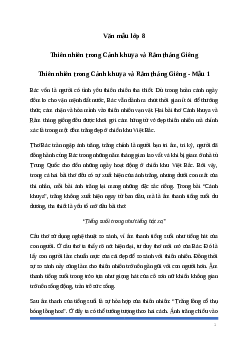 Văn mẫu lớp 8: Phân tích thiên nhiên trong bài Cảnh khuya và Rằm tháng giêng Ngữ Văn 8 | Cánh diều