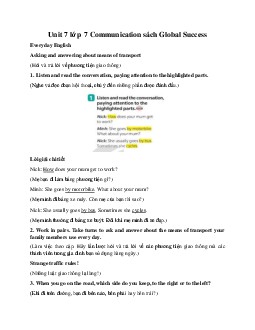 Unit 7 lớp 7 Communication sách Global Success