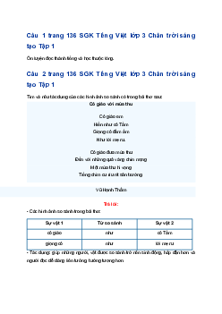 Ôn tập cuối học kì 1 Tiết 3 trang 136 SGK Tiếng Việt lớp 3 Chân trời sáng tạo