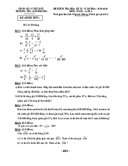 Đề thi học kì 2 Toán 6 năm 2019 – 2020 trường THCS Linh Đông – TP HCM