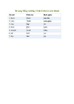 Tiếng Anh lớp 3 Unit 6: Từ vựng | Family and Friends