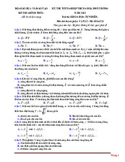 Giải chi tiết đề thi tốt nghiệp môn Lý năm 2022-mã đề 221