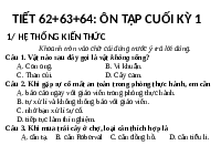 Giáo án điện tử Khoa học tự nhiên 6 bài 21 Kết nối tri thức : Ôn tập học kì 1 ( tiết 62,63,64 )