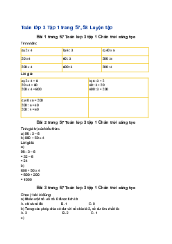 Toán lớp 3 trang 57, 58 Em làm được những gì? Chân trời sáng tạo