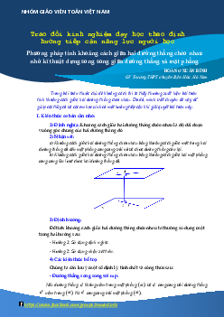 Phương pháp tính khoảng cách giữa hai đường thẳng chéo nhau nhờ kĩ thuật dựng song song giữa đường thẳng và mặt phẳng