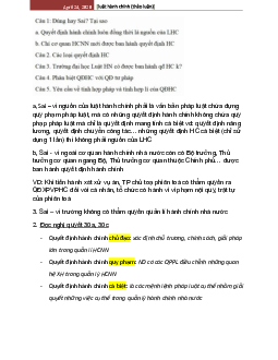 Bài tập ôn tập học phần Luật hành chính của trường đại học Luật Hà Nội
