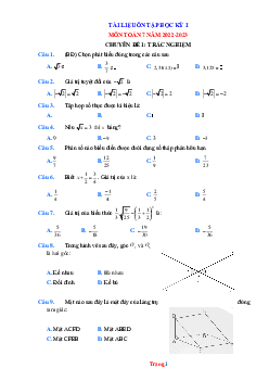 Chuyên đề ôn tập học kì 1 toán lớp 7 năm 2022-2023