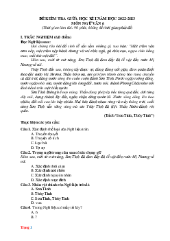 Đề ôn tập giữa HK1 Văn 6 Chân trời sáng tạo 2022-2023 (có đáp án ma trận)-Đề 5
