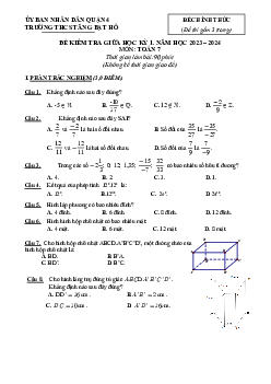 Đề giữa học kỳ 1 Toán 7 năm 2023 – 2024 trường THCS Tăng Bạt Hổ – TP HCM
