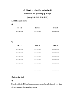 Giải VBT Toán lớp 3 Bài 54: Em ôn lại những gì đã học | Cánh diều