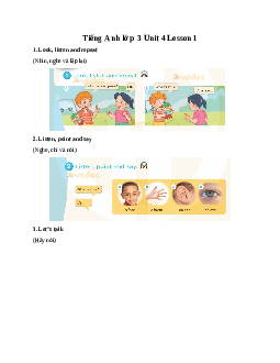 Tiếng Anh lớp 3 Global Success  Unit 4 Lesson 1