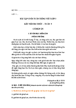 Phiếu bài tập cuối tuần tiếng Việt 3 Tuần 9 (cơ bản) | Kết nối tri thức