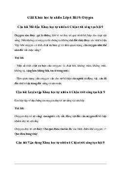 Giải Khoa học tự nhiên 6 Bài 9: Oxygen | Chân Trời Sáng Tạo