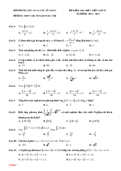 Đề Kiểm Tra Kiến Thức Toán Lớp 12 Năm 2022 Chuyên Đại Học KHTN Hà Nội Có Lời Giải Chi Tiết