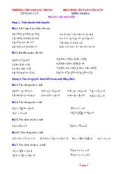Đề cương ôn tập Toán 6 giữa học kỳ 2 năm học 2021-2022