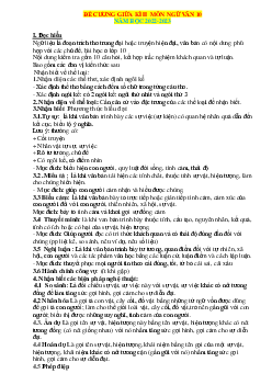 Đề cương ôn thi giữa học kỳ 2 văn 10 kết nối tri thức có ma trận