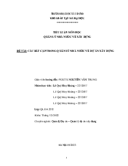 Quản lý nhà nước về xây dựng, các bất cập trong quản lý về xây dựng | Tiểu luận môn Quản lý dự án